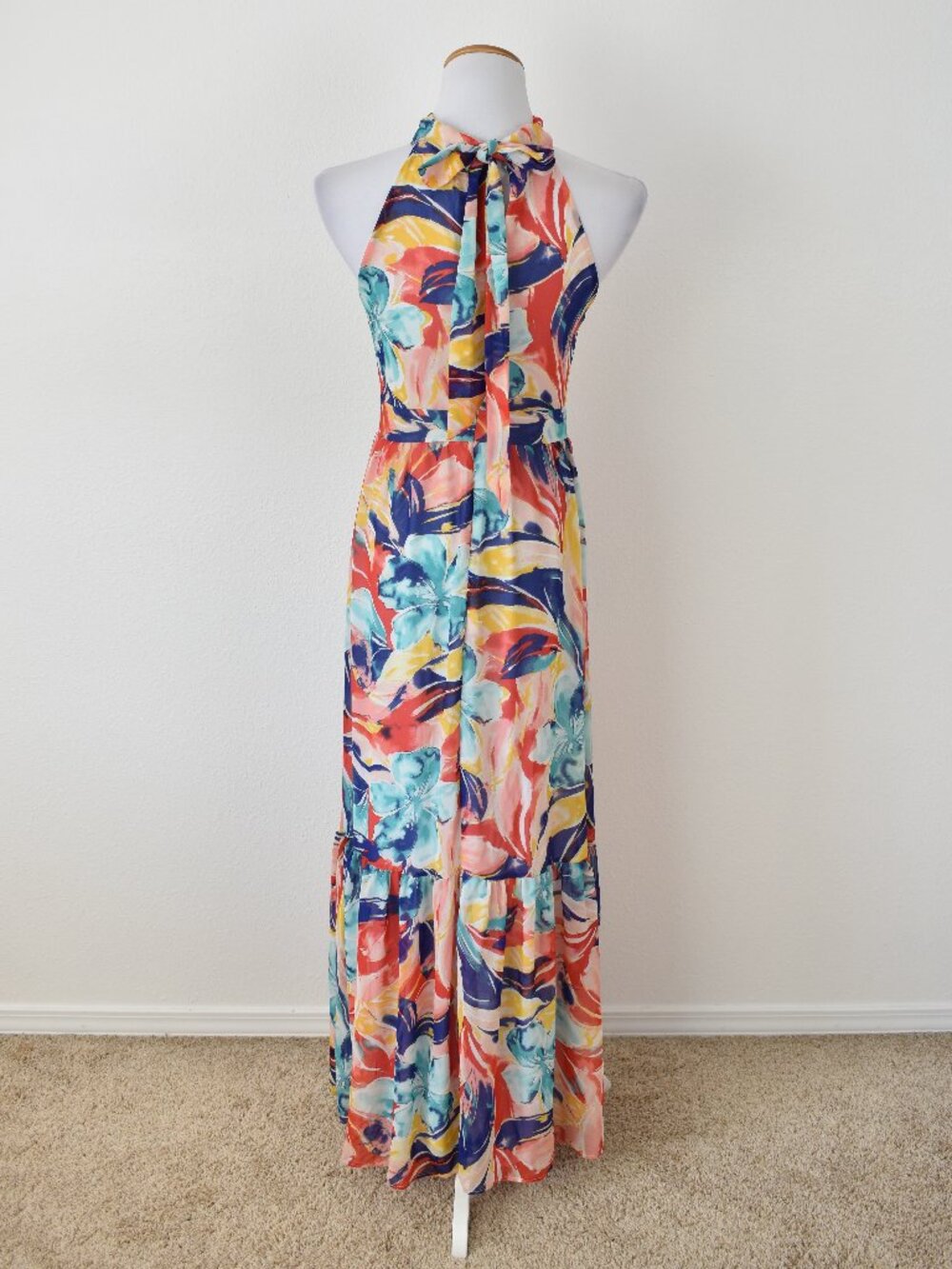Tahari Arthur S Levine Chiffon Floral Maxi Dress - 4 - Picture 7 of 11